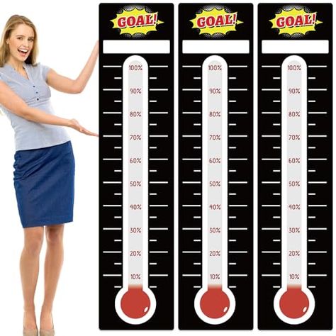 Goal Thermometer, Fundraising Thermometer, Goal Charts, Dry Erase Wall, Sticker Chart, Office Black, Goal Tracker, Growth Chart, Gifts For Boss