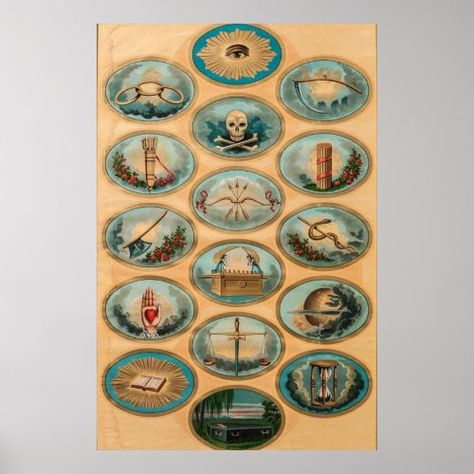 Odd Fellows Emblematic Degree Chart Independence Poster - ioof, oddfellows, independent, order, odd, fellows, symbols, fraternal Heart In Hand, Odd Fellows, Seeing Eye, All Seeing Eye, Friendship Love, All Seeing, First Second, Corner Designs, Custom Posters