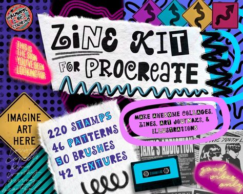 Procreate Zine Kit: Create Beautiful Zines on Your iPad Zine Inspiration, Mises En Page Design Graphique, Alphabet Words, Art Zine, Procreate Brushes Free, Zine Design, Illustration Art Design, Letter N Words, Brush Sets