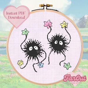 Soot Sprites Cross Stitch Pattern PDF Instant Download - Etsy Soot Sprites, Miyazaki, Cross Stitch Pattern, Instant Download Etsy, Stitch Pattern, Cross Stitch Patterns, Stitch Patterns, Cross Stitch, Instant Download