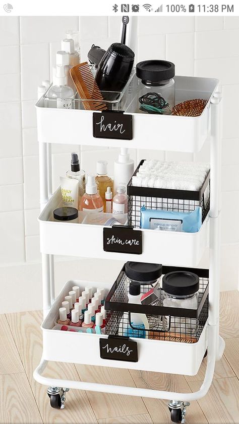 Ikea Trolley, Bathroom Diy Storage, Bathroom Cart, Diy Bathroom Storage Ideas, Room Organization Bedroom, Apartment Hacks, Diy Makeup Storage, Small Bathroom Organization, Diy Bathroom Storage