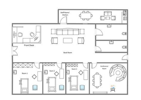 Clinic Floor Plan, Physical Therapy Business, Physiotherapy Room, Hospital Floor Plan, Physical Therapy Clinic, Chiropractic Office Design, Medical Clinic Design, Hospital Plans, Studio Floor Plans