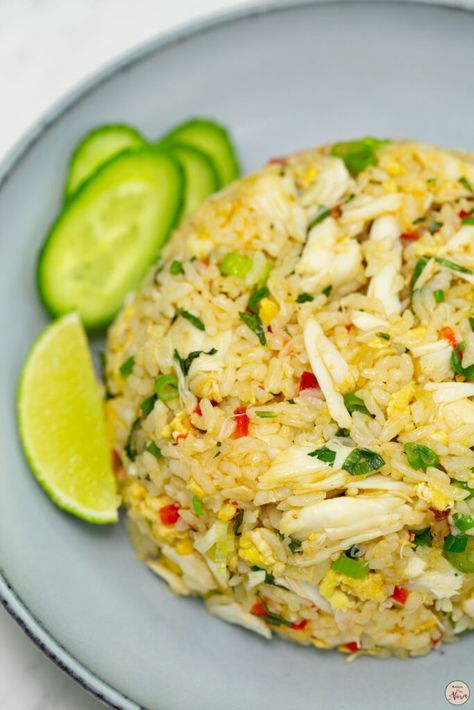 By mixing the crab meat with rice in the beginning and adding the rest of the lumpy crab toward the end make a flavorful crab fried rice. INGREDIENTS 1 small onion, minced 3 garlic cloves, minced½ cup minced red bell pepper1 ½ cups cooked crab meat, divided2 eggs, lightly beaten3 cups rice, cold1 tablespoon oyster...Read More Crab Fried Rice Recipe, Crab Fried Rice, Canned Crab Meat, Crab Fries, Seafood Rice, Kfc Chicken, Cooking White Rice, Crab Recipes, Fried Rice Recipe