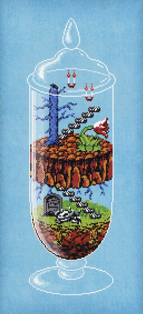 Series of terrarium illustrations for Giant Robot's "Game Over 4" exhibition Modele Pixel Art, 8 Bit Art, 8bit Art, Pixel Art Games, Pixel Games, 8 Bits, Geek Art, Game Inspiration, Video Game Art