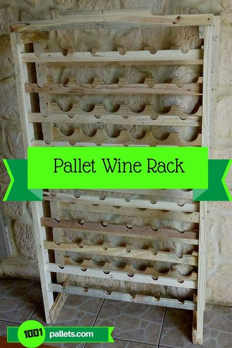 Stately Wine Rack Using Pallet Wood/ Porte Bouteilles En Palettes Pallet Shelves & Pallet Coat Hangers Wine Rack From Pallets, Pallets Shelves, Pallet Wall Wine Rack, Pallet Wood Wine Rack Diy, Pallet Wine Rack Diy, Pallet Liquor Rack, Homemade Wine Rack, Pallet Wine Rack Diy Instructions, Wine Pull