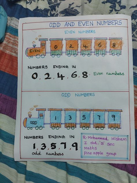 School Chart Work Odd amd Even numbers Odd And Even Numbers, Even Numbers, Odd Numbers, Primary Students, Projects To Try, Train