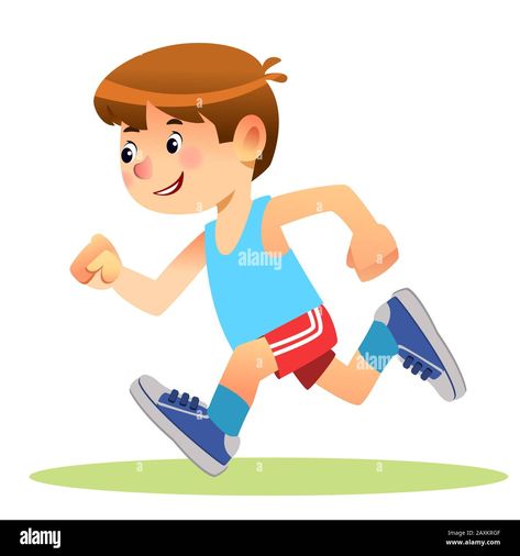 Download this stock vector: Boy running. Marathon runner or a boy running on school sport day. Cartoon Stock vector illustration isolated on white background - 2AXKRGF from Alamy's library of millions of high resolution stock photos, illustrations and vectors. Running Clipart, Running Drawing, Running Illustration, Running Vector, School Sports Day, Running Cartoon, Running Photos, Christmas Tree Coloring Page