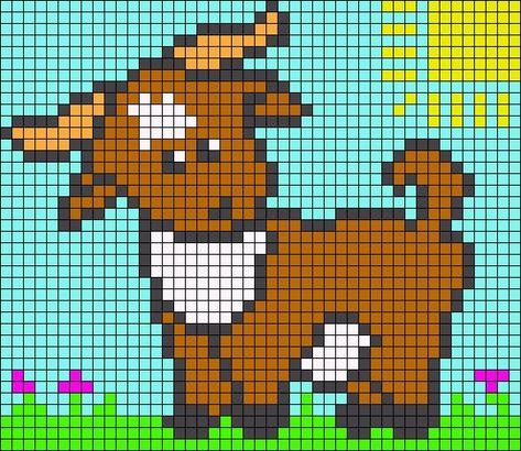 Duplicate Stitch, Knitted Jackets Women, Picture Graphs, Graph Patterns, Crochet Graph, Pixel Art Templates, Cute Goats, Art Templates, Pixel Art Grid