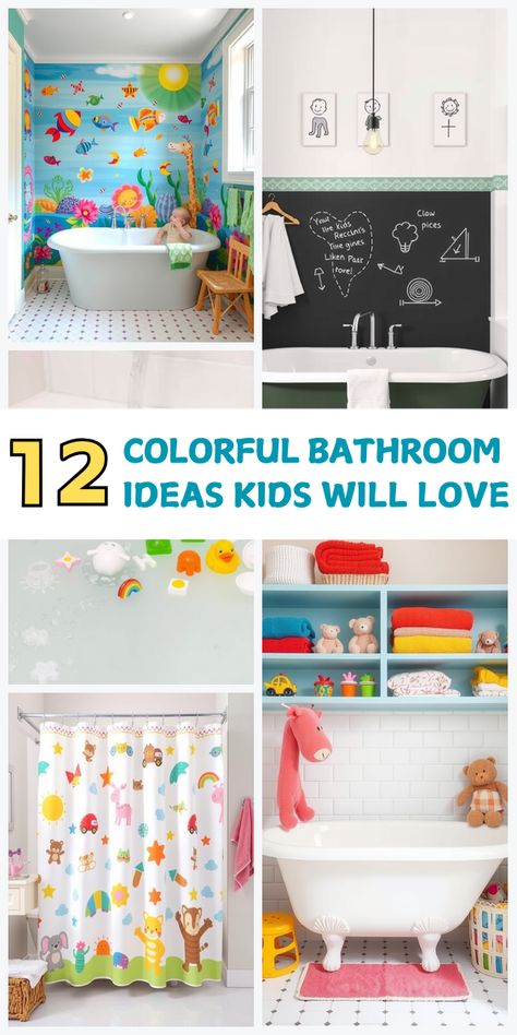 Bring color and fun to a kids’ bathroom with these 12 ideas, creating a perfect bath-time oasis. Kids Bathroom Ideas Girl, Baby Bathroom Ideas, Toddler Girl Bathroom Ideas, Kids Bathroom Renovation, Toddler Bathroom Decor, Unisex Kids Bathroom Ideas, Ocean Bathroom Ideas, Kids Bathroom Decor Ideas, Colorful Kids Bathroom