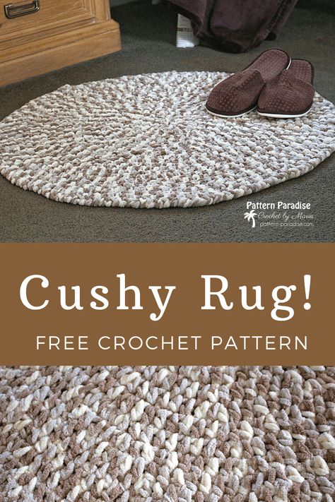 Free Crochet Pattern: Cushy Rug | Pattern Paradise Cushy Rug, Crochet Rug Patterns Free, Rug Crochet, Crochet Rug Patterns, Bernat Blanket Yarn, Crochet Gratis, Stil Boho, Crochet Home Decor, Crochet For Home