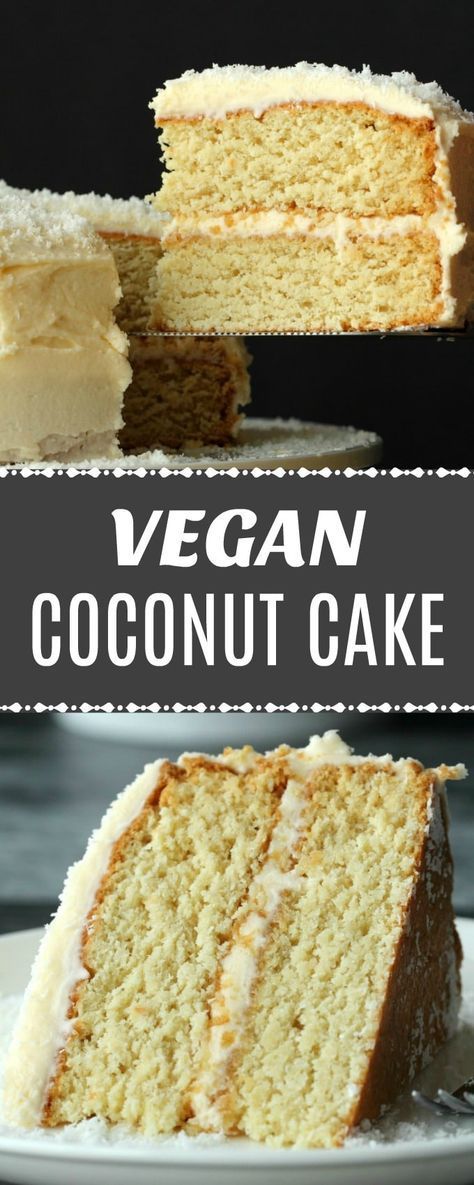 Fabulously coconutty two layered vegan coconut cake topped with a decadent coconut rum frosting. Super easy, moist, fluffy and dense at the same time (I know!) this delicious vegan cake is a total delight to the tastebuds! | lovingitvegan.com Raw Coconut Cake, Dairy Free Coconut Frosting, Vegan Coconut Cake Recipe, Recipes Using Dessicated Coconut, Coconut Cake Healthy, Vegan Coconut Frosting, Almond Flour Coconut Cake, Vegan Cake Roll, Coconut Cake Vegan