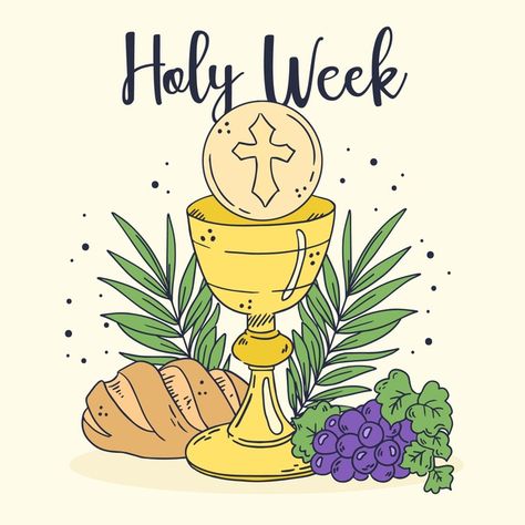 Hand drawn semana santa | Free Vector #Freepik #freevector #hand #santa #hand-drawn #celebration Semana Santa Aesthetic, Santa Aesthetic, Medical Words, Maundy Thursday, School Timetable, Quotes Prayer, Palm Sunday, Holy Week, Bible Quotes Prayer