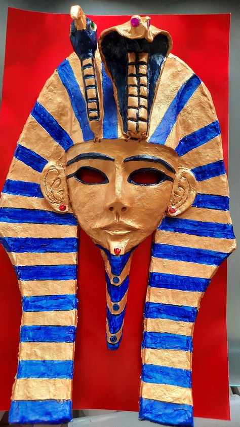 King Tut Mask, Egyptian Mask, Egypt Project, King Tut, Diy Mask, Mask Making, Ancient Egypt, All Art, Egypt