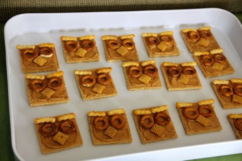 Owls - use cheese instead of crackers Owl House Themed Snacks, Owl Veggie Tray, Owl Vegetable Tray, Owl Food Ideas, Owl Snacks For Kids, Owl Study, Owl Snacks, Family Gardening, Themed Snacks