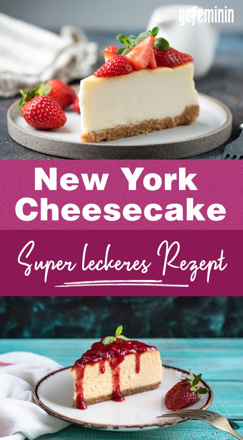 New York Cheesecake: Dieses super cremige Rezept macht süchtig! My Cheesecake Recipes, Newyork Cheesecake, Aid Adha, Cheesecake New York, American Cheesecake, Dessert Cheesecake, Cake Cheesecake, Cheesecake Dessert, America Food