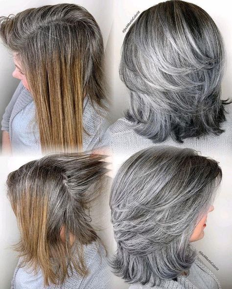 Gray Hairstyles, Grey Hair Transformation, Going Grey, Gorgeous Gray Hair, Grey Hair Inspiration, Grey Roots, Color Highlights, Natural Gray Hair, Silver Hair Color