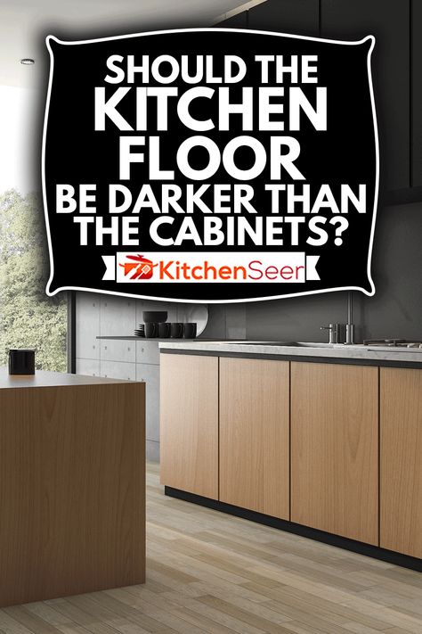 Light Floor Black Cabinets, Kitchen Dark Floors Light Cabinets, Wooden Kitchen Cabinets With Wood Floors, Dark Floor Kitchen Ideas Color Schemes, Dark Floor Kitchen, Dark Hardwood Floors Living Room, Stone Tile Kitchen Floor, Stone Tiles Kitchen, Kitchens Without Upper Cabinets