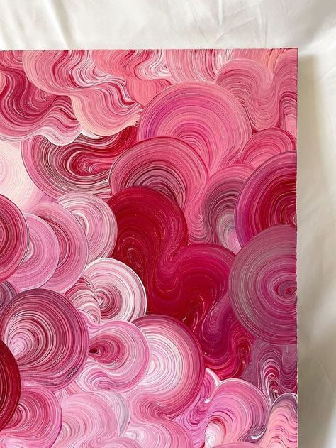 Big Aesthetic Painting, Pink Theme Painting Ideas, Diy Decor Paintings, Easy But Pretty Paintings, Pink Painting Acrylic, Abstract Art Beginners, Abstract Pink Art, Pink And White Painting, Simple Pink Paintings