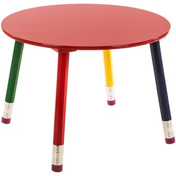 Round Child's Pencil Table Antique Sofa Table, Homeschool Room Decor, Hobby Lobby Furniture, Sofa Table With Drawers, Primary And Secondary Colors, Candy Theme, Antique Sofa, Class Room, Loft Living