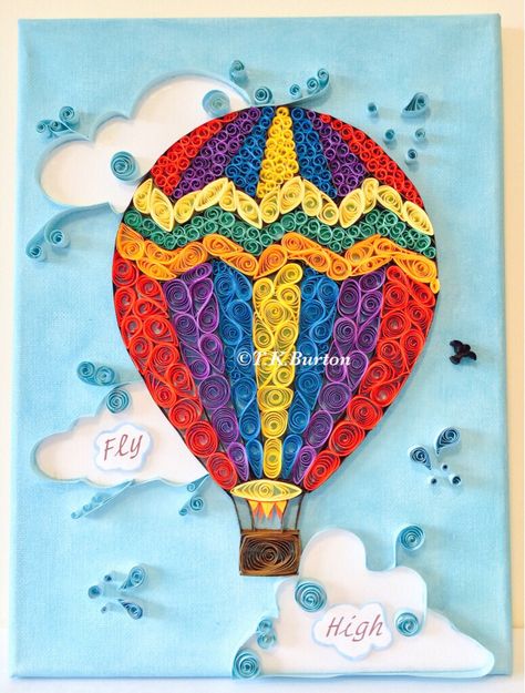 Quilled hot air balloon Paper Giraffe, Simple Paper Craft, Hot Air Balloon Craft, Arte Quilling, Tissue Paper Crafts, Paper Quilling Patterns, Quilled Creations, Balloon Crafts, 3d Quilling