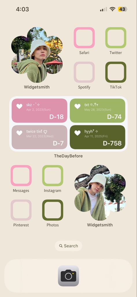 ios 14 kpop homescreen Kpop Phone Setup, Kdrama Homescreen Layout, Iphone App Layout Kpop, Cool Homescreen Layout, K Pop Phone Theme, Thedaybefore Widget Kpop, Kpop Phone Theme Ideas, Medium Widget Kpop, K Pop Home Screen