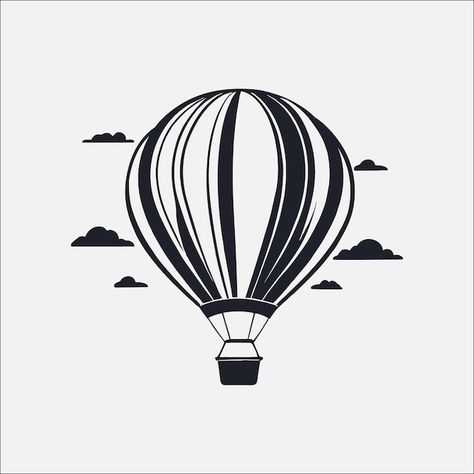 Balloon Black And White, Black And White Vector, Balloon Flights, Vector Photo, Hot Air Balloon, Air Balloon, Girl Room, Hot Air