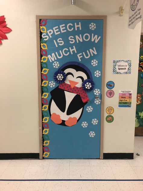 Speech Classroom Decor, Winter Door Decorations Classroom, Winter Classroom Door, Speech Crafts, Door Decorations Classroom Christmas, Good Morning Hug, Christmas Classroom Door, Winter Door Decorations, Teacher Door