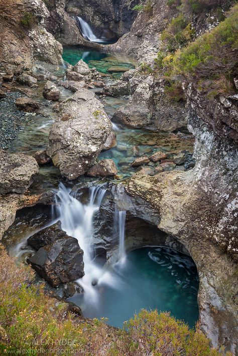 Fairy Pools, Isle of Skye - Western Scotland More Batcave Entrance, Ireland Landscape Nature, Fairy Pools Isle Of Skye, Fairy Pools, Skye Scotland, Ireland Landscape, Air Terjun, Landscape Designs, Halong Bay