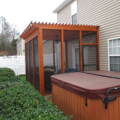 Screened in Pergola Porch Screened In Pergola, Porch With Pergola, Paver Patio Installation, Pergola Porch, Pergola Screens, Pergola Roof, Porch Farmhouse, Patio Installation, Pergola Pictures