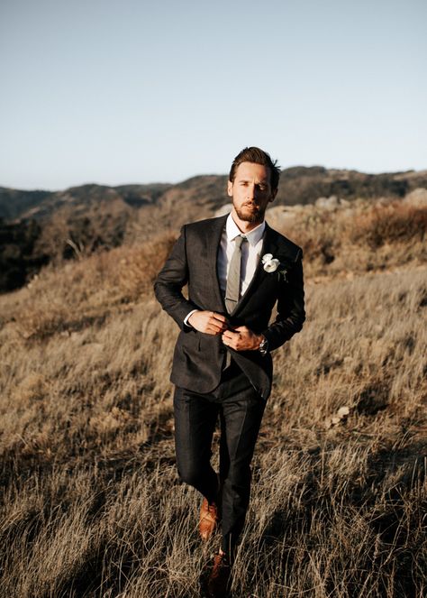 This Sacred Mountain Julian Wedding was Filled with Joy and Wild Northern California Vibes | Junebug Weddings Modern Groom, Mens Wedding Attire, Groom Wedding Attire, Groomsmen Photos, Sacred Mountain, California Vibe, Groom Looks, Groomsmen Suits, Groom Poses