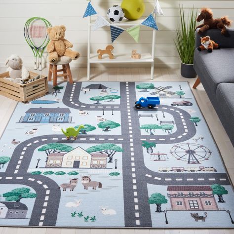 Educational and engaging, the Kids Playhouse Collection invites children to interact with their lively floor coverings. These colorful rugs are the perfect addition to a playroom, nursery, or bedroom to instill creativity. Road Rug, Dark Grey Rug, Kids Playhouse, Dark Gray Area Rug, Childrens Room Decor, Play House, Machine Washable Rugs, Online Home Decor Stores, Power Loom