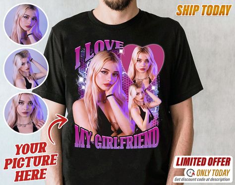 Introducing our custom I Love My Girlfriend Shirt, the perfect Valentine gift for her! Show your love in style with this unique and personalized shirt. Crafted with love, it features a trendy design and comfortable fabric, making it a must-have addition to your wardrobe. Surprise your girlfriend with this special gift that will surely make her smile. Get yours today and make this Valentine's Day unforgettable. #valentinegift #giftforher #loveinstyle I Love My Girlfriend Shirt, My Girlfriend Shirt, Girlfriend Shirt, Love My Girlfriend, Couples Sweaters, Girlfriend Shirts, Valentine Gifts For Girlfriend, Love Girlfriend, Custom T Shirt Printing