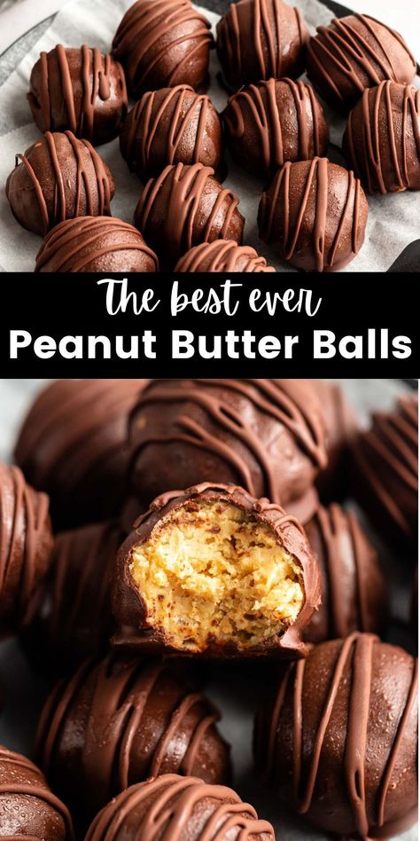 These no bake peanut butter balls with rice Krispies are crunchy and delicious and are super easy to make. They will turn into your favorite candy to make! You can serve them as a snack, dessert, or sweet treat! Melt Chocolate For Dipping, Chocolate Peanut Butter Balls, Chocolate Mousse Pie, Chocolate Peanut Butter Cupcakes, Peanut Butter Balls Recipe, Cookie Balls, Peanut Butter Cupcakes, Easy Treat, Butter Balls