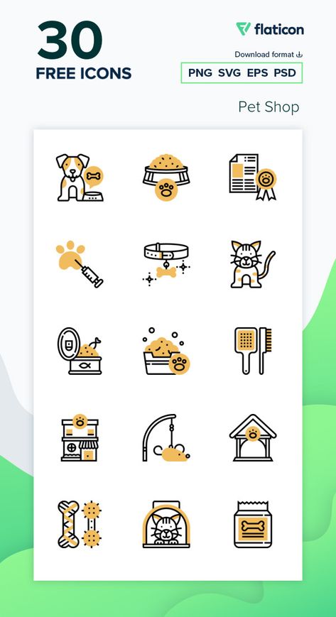 Icon Pack: Pet Shop | Yellow shadow Cat Pet Shop, Pet Shop Logo Design, Shop Logo Ideas, Laundry App, Cleaning Icons, Logo Design Unique, Laundry Icons, Pet Shop Logo, Logo Cat