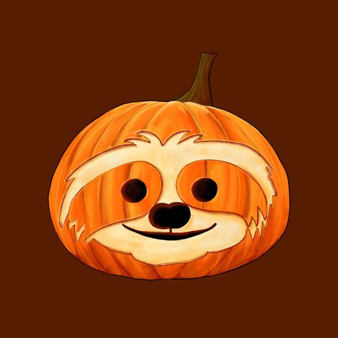 Sloth pumpkin jack o lantern design. A ‘slothkin’. Sloth Pumpkin Painting, Sloth Pumpkin Carving, Sloth Pumpkin, Halloween Carvings, Pumkin Decoration, Cute Pumpkin Carving, Pumpkin Jack O Lantern, Lantern Design, Pumpkin Jack