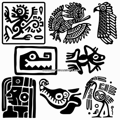 Mayan designs. FREE "PERSONAL USE" DWG, SVG, EPS FILES. Maya Design, Mayan Symbols, Maya Civilization, Maya Art, Mayan Calendar, Mayan Art, Aztec Art, Native Design, Mexican Art