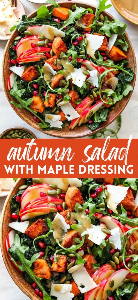 Maple Vinaigrette, Autumn Salad Recipes, Fall Salad, Fall Cooking, Autumn Salad, Fall Dinner Recipes, Healthy Fall, Fall Dinner, Roasted Sweet Potatoes