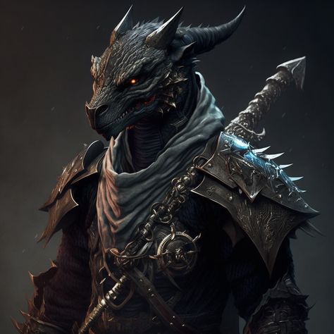 Black Dragonborn Dnd Male, D&d Dragonborn, Dragon Born Character Design, Dragon Born Dnd, Black Dragonborn, Kobold D&d, Dragonborn Barbarian, Barbarian Dnd, Dnd Dragonborn