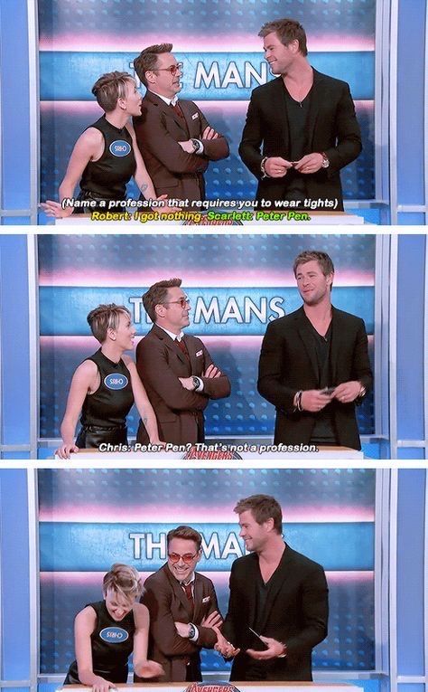 Marvel Jokes Avengers Funny, Marvel Interviews, Family Feud Funny, Avengers Family, Marvel Family, Superfamily Avengers, Positive Environment, Avengers Cast, Funny Marvel Memes