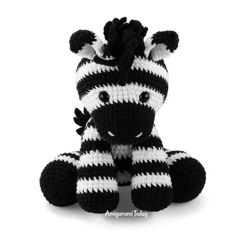 Crochet Zebra Amigurumi Pattern By Amigurumi Today Crochet Zebra Pattern, Interesting Crochet, Crochet Characters, Crochet Zebra, Crochet Elephant Pattern, Amigurumi Today, Pepa Pig, Crochet Teddy Bear Pattern, Baby Zebra