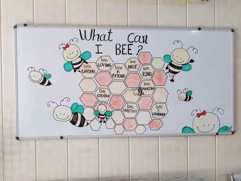 What Can I Bee, Bee Theme Bullet Journal, Scary Drawings, Marker Board, Board Decoration, White Board, Board Ideas, Markers, Bee