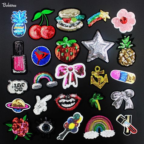 Khatli Work, Stickers Ideas, Sequin Patch, Embroidered Badges, Jeans Shoes, Diy Patches, Handmade Sticker, Flower Logo, Beads Earrings