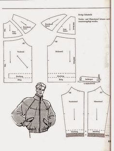 Pola Jaket, Mens Jacket Pattern, Mens Pattern, Clothing Pattern Design, Patron Vintage, Fashion Design Template, Diy Jacket, Diy Clothes Design, Jacket Pattern Sewing