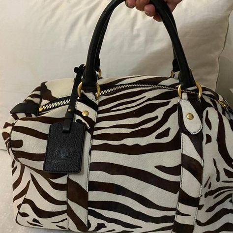 Trussardi Vintage zebra print bag Zebra Print Bag, Vintage Leather Bag, Red Purses, Brown Purses, Big Bags, Small Crossbody Bag, Leather Zipper, Designer Bag, Animal Prints