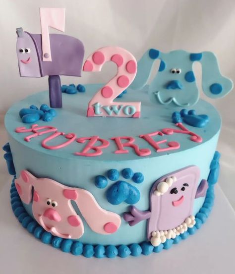 Diana Golub Ausderau on Instagram: "Blue's Clues cake for a sweet girl turning 2!" Blue’s Clues Cake, Blues Clues And Magenta Cake, Blues Clues Girl Birthday Party, Blues Clues 2nd Birthday Party Girl, Blues Clues Birthday Party Girl, Blues Clues Birthday Cake, 2nd Birthday Cake Girl, Blues Clues Cake, Blues Clues Birthday Party