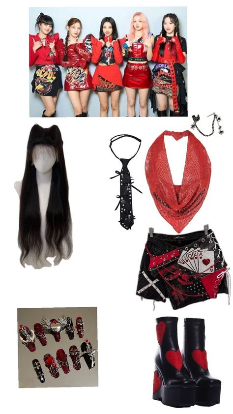 gidle tomboy inspired outfit Gidle Tomboy, 2000s Cartoons, Kpop Concert Outfit, Preformance Outfits, Diy Upcycle, Tomboy Outfits, Red Outfit, Kpop Outfits, Concert Outfit