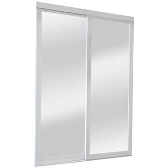 ReliaBilt 9700 Series Northwood 48-in x 80-in White Mirror/Panel Mirrored Glass Prefinished Pine Wood Sliding Door (Hardware Included) in the Closet Doors department at Lowes.com Closet Sliding Door, Wood Sliding Door, Closet Interior, Sliding Closet Door, Sliding Mirror Door, Panel Mirror, Closet Door Hardware, Wood Closet, Craftsman Door