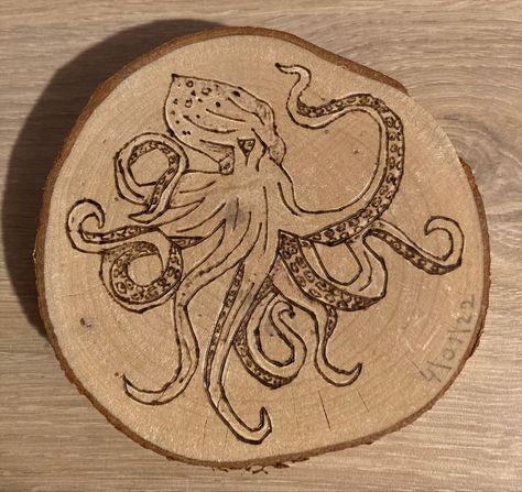 woodburning @saracayir Digital Sketchbook, Patterns Ideas, Pyrography, Wood Burning, Octopus, Sketch Book, My Art, Personalized Items, Wood