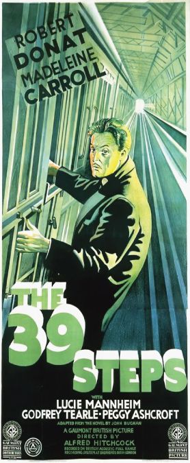 The 39 Steps (1935) Robert Donat, The 39 Steps, 39 Steps, Old Movie Poster, Alfred Hitchcock Movies, Hitchcock Film, Cinema Design, Classic Films Posters, Old Movie Posters