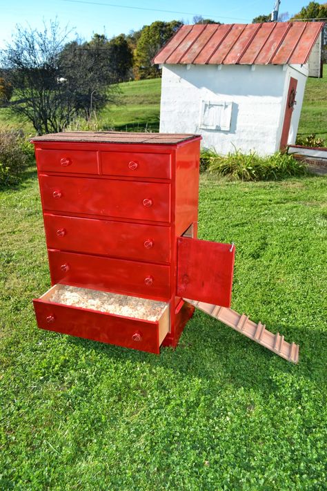 Would like to find an old dresser and incorporate the drawers as nesting boxes into a funky Chicken coop wall Quail Coop, Build A Chicken Coop, Farm Chickens, Small Chicken Coops, Poultry Farming, Backyard Chicken Coop Plans, Chicken Pictures, Coop Ideas, Coop Design